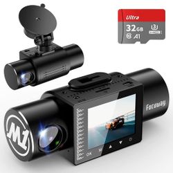 FocuWay Dash Cam Front and Rear Dual 1080P Two Channels with IR Night Vision Car Camera SD Card Included Dashboard Camera Dashcam for Cars HDR Motion 