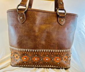 Montana West Select Southwestern Aztec Tote Purse Brown Orange