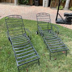 Vintage Metal Outdoor Chaise Loungers
