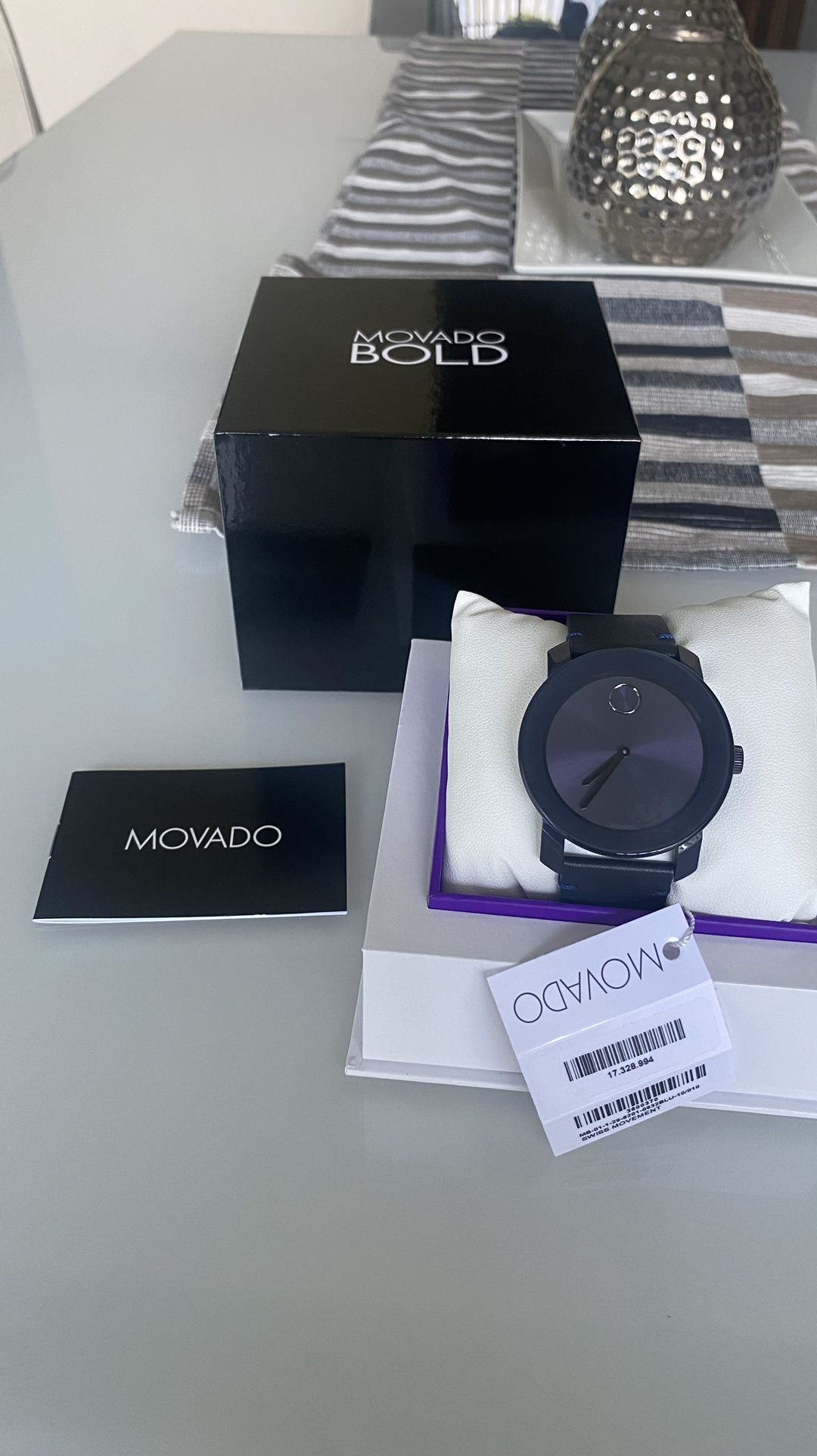 Navy blue Movado bold watch, Movado watch for men 