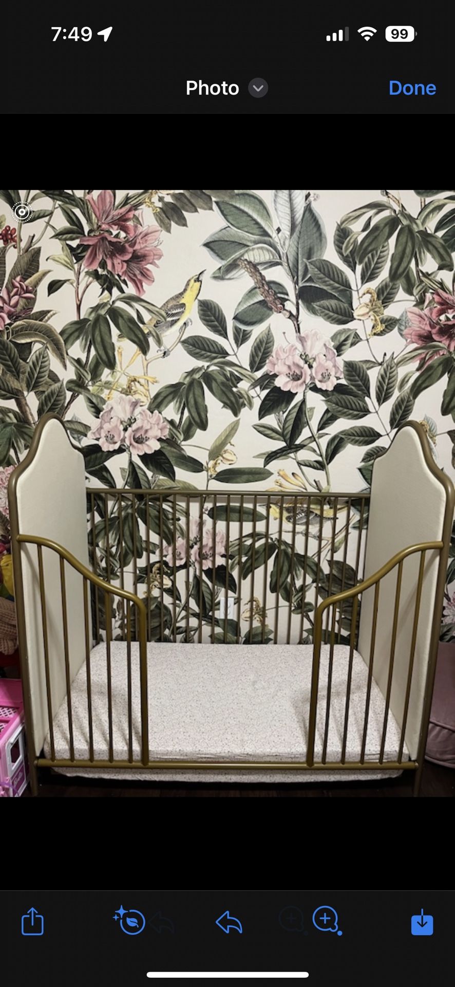 Like new glam Adjustable Baby Crib With Mattress 