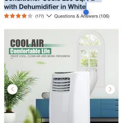  Costway 8,000 BTU Portable Air Conditioner Cools 250 Sq. Ft. with Dehumidifier in White