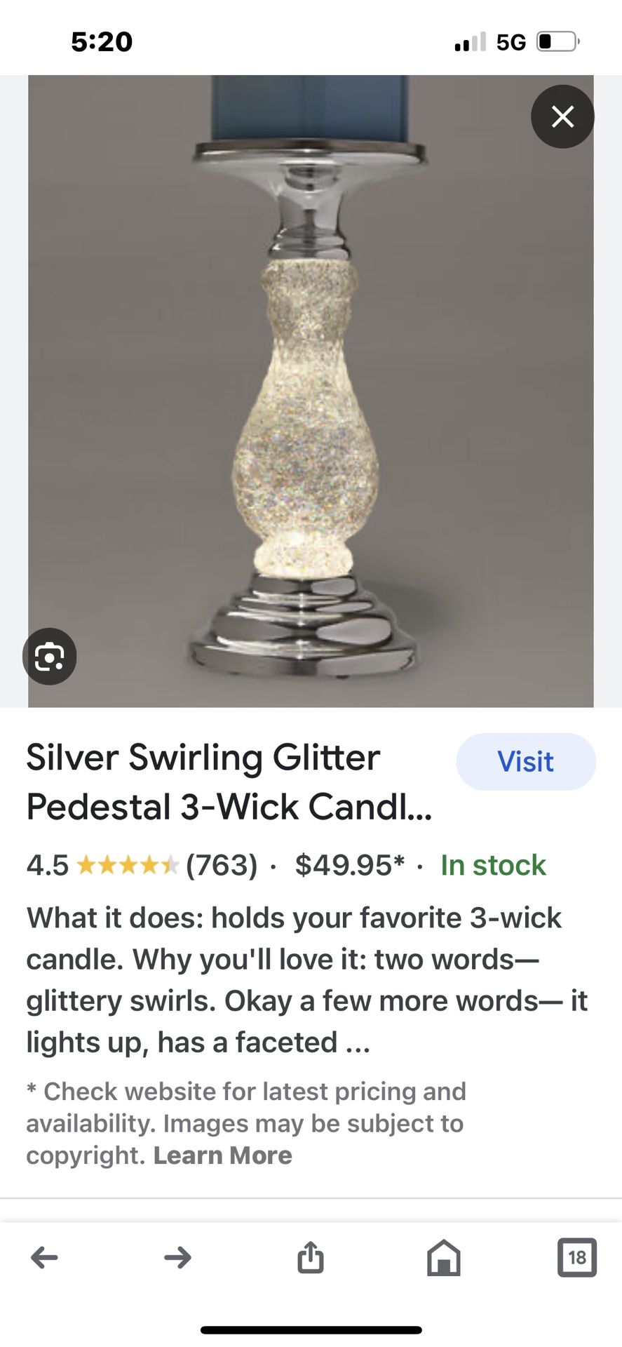 Bath&Body Light Up Swirling Sparkly Candle Holder