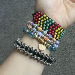 Lot of Eight Colorful Bracelets Jewelry