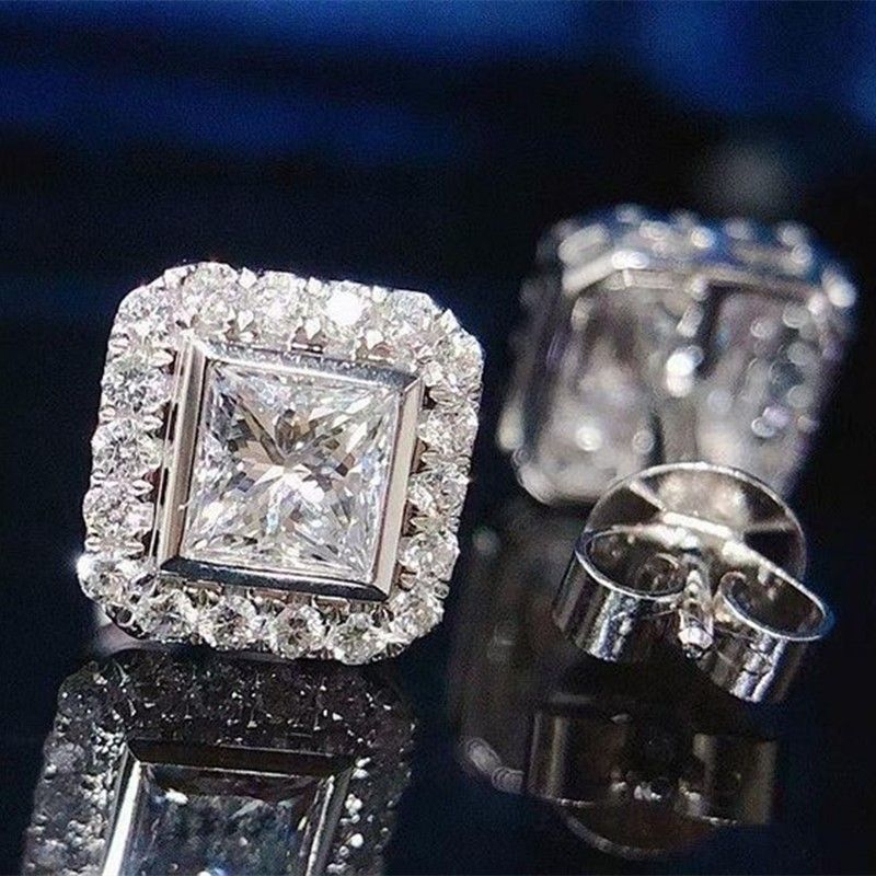 "Princess Cut CZ Dazzling Imitate Zircon Earring for Women, HA4544

