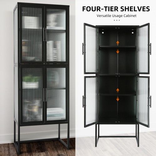 4 Door Tempered Glass Cabinet