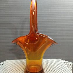 Vintage Amberina Glass Basket 11"H