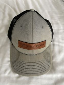 Palmetto Moon Hat Cap Laser Engraved Leather Patch  Gray Black Trucker SnapBack