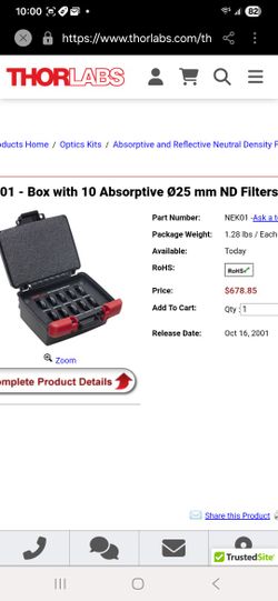 THORLABS - Box with 10 Absorptive Make me an offer $ 70