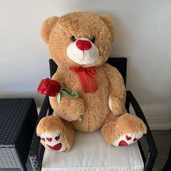 Large Teddy Bear W/Rose 