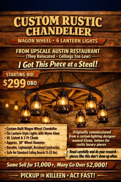 Custom Rustic  Wild West BUFFALO BILL Chandelier