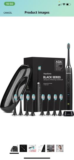 AquaSonic Black Series Ultra Whitening Toothbrush – ADA Accepted Electric Toothbrush - 8 Brush Heads & Travel Case - Ultra Sonic Motor & Wireless Char
