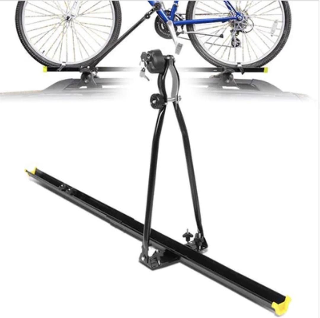 Universal Heavy Duty Iron Roof Top Upright Bicycle Mount Rack with Key and Lock  Black
