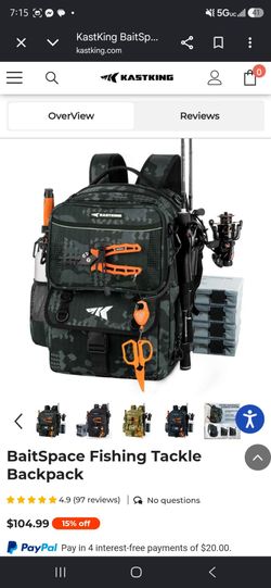 Brand new 50L kastking tackle backpack with tackle boxes
