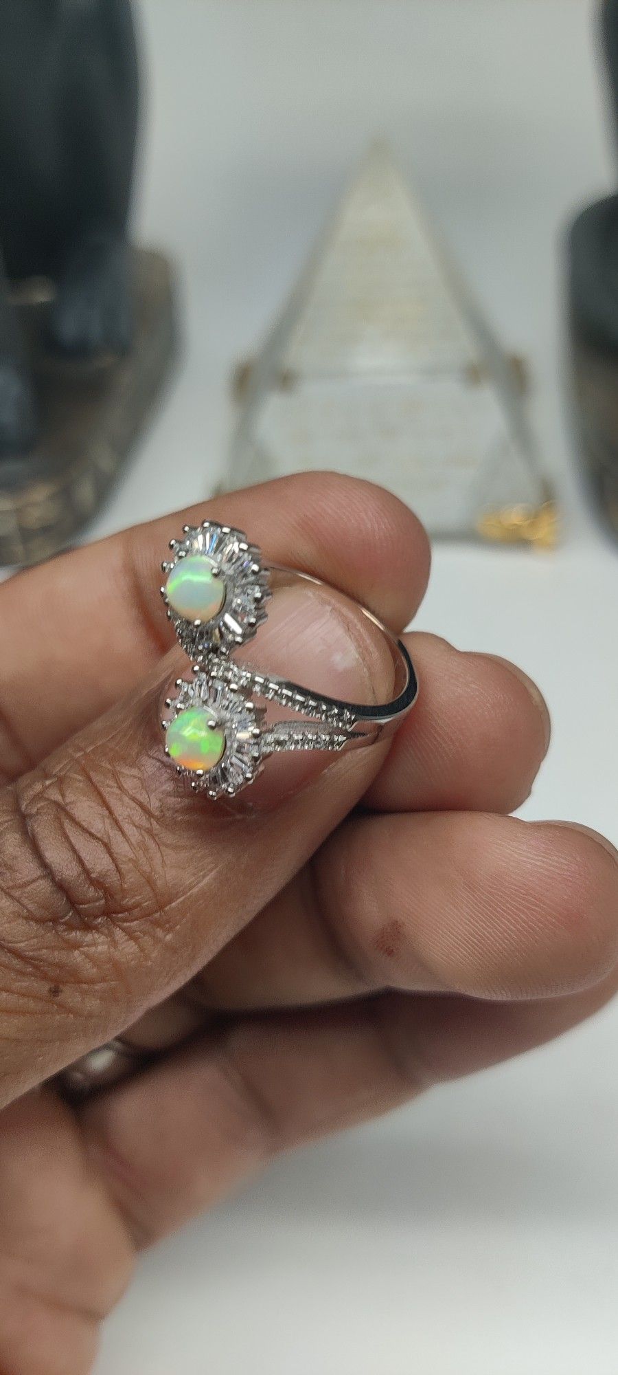 Opal & topaz sterling silver Ring
