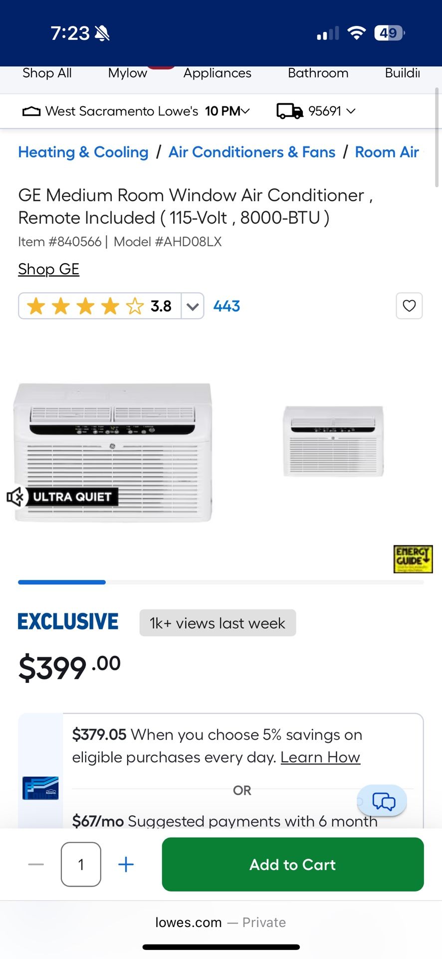 GE Window AC unit