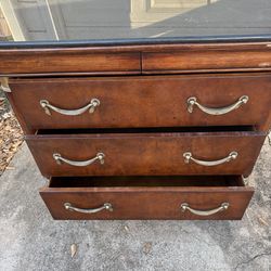 Hickory and White Mahogany Bachelors chest with marble top