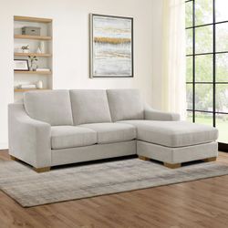 Thomasville "Dillard' Gray Fabric Sofa /  Reversible Chaise