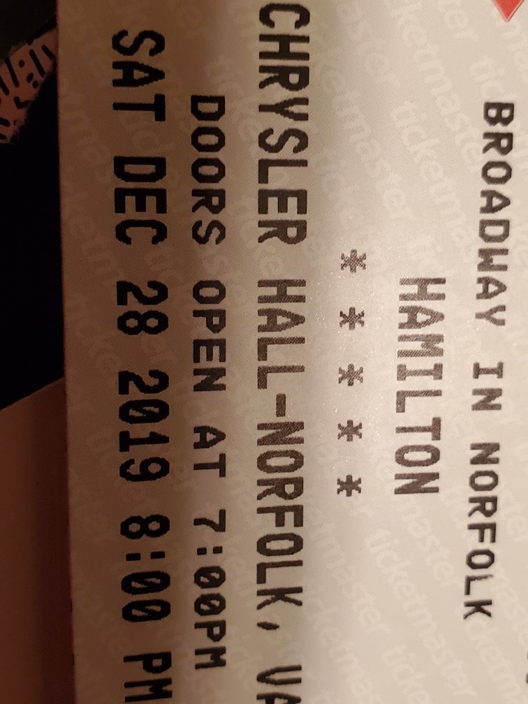 Hamilton orchestra tickets saturday dec 28th 8pm.
