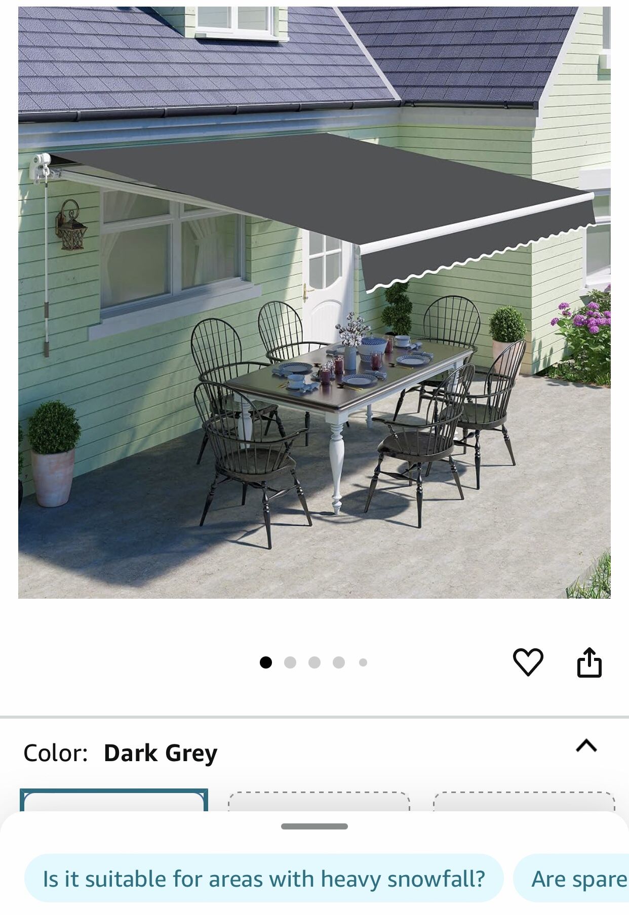 Patisol AW-M1100 Retractable UV-protection Awning 8’x7’ perfect for the summer sunlight protection, New In Box!
