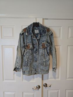 Vintage 80s Be In The Current Seen Acid Wash Denim Jacket