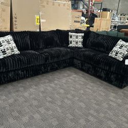 Large Black Deep Comfy Sectional