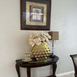 Norcastle 48 in. Dark Brown Half-Circle Glass Console Table Entry Table