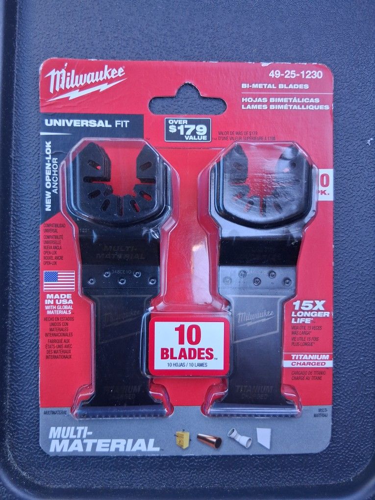 Milwaukee 1-3/8 in. Titanium Bi-Metal Universal Fit Wood and Metal Cutting Multi-Tool Oscillating Blade (10-Pack)