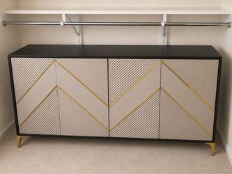 Modern Sideboard Cabinet with Gold Accents