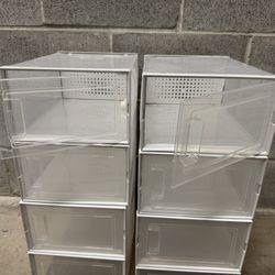 8 Pack Shoe Storage Box, Plastic Stackable Shoe Organizer everything 25$ cash