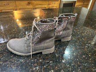 Gray Glitter Ankle Boots - Size 4