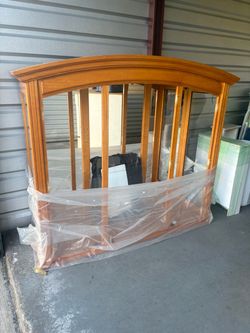 Wood and Glass Curved Display Cabinet