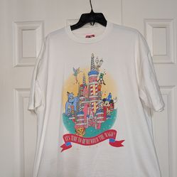 Vintage Disney world 25th Anniversary Cake Castle Double Sided T-Shirt