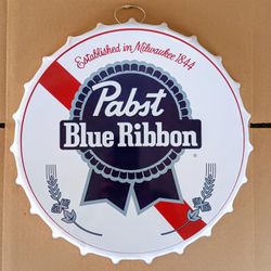 Pabst Blue Ribbon Tin Metal Beer Bar Sign 