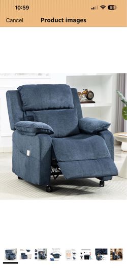 Electric Recliner Sofa Chair, Chenille. Blue