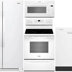 Stove, Microwave Over Oven, Dishwasher, Refrigerator, Washer, Dryer
