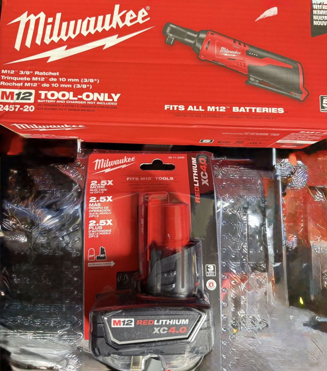 M12 3/8” Ratchet With 4.0 Battery