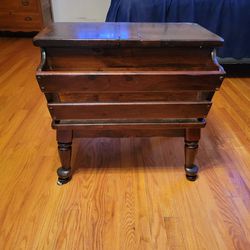 Antique Side Table With Magazine Holder 