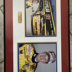 NASCAR WARD BURTON 2002 CUSTOM FRAMED AUTOGRAPHED PICTURE 
