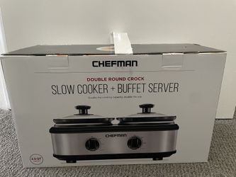 Chefman Double Round Crock Slow Cooker + Buffet Server