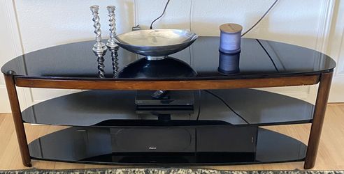 Black Glass TV Stand 24” High; 64” Wide
