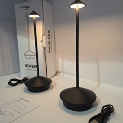 Modern Cordless Table Lamp Set of 2, Portable LED Desk Lamps, 5000mAh Rechargeable Battery Operated Lighting for Bedroom Dining Room Restaurant Coffee