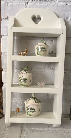 White Wooden Heart Cutout Wall Shelf