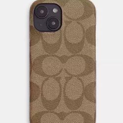 Like NEW COACH brand 14 Pro iPhone Case Brown Signature Canvas