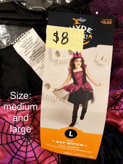 NEW Bat Witch Halloween Costume size medium and large (kids)