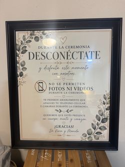 Framed Spanish Wedding Unplugged Ceremony Sign