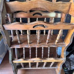 Vintage, 2-tiered wooden magazine holder rack