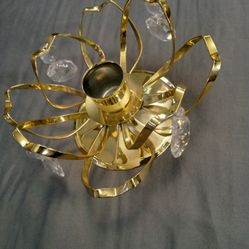 VTG Strass Swarovski Crystal N 24 Kt Gold Plated Candlestick Holder