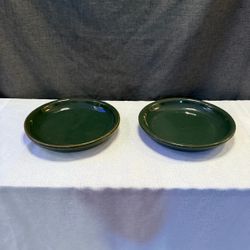 Pair of Green Ceramic Planter Saucers