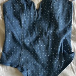 Denim Studded Bodysuit L